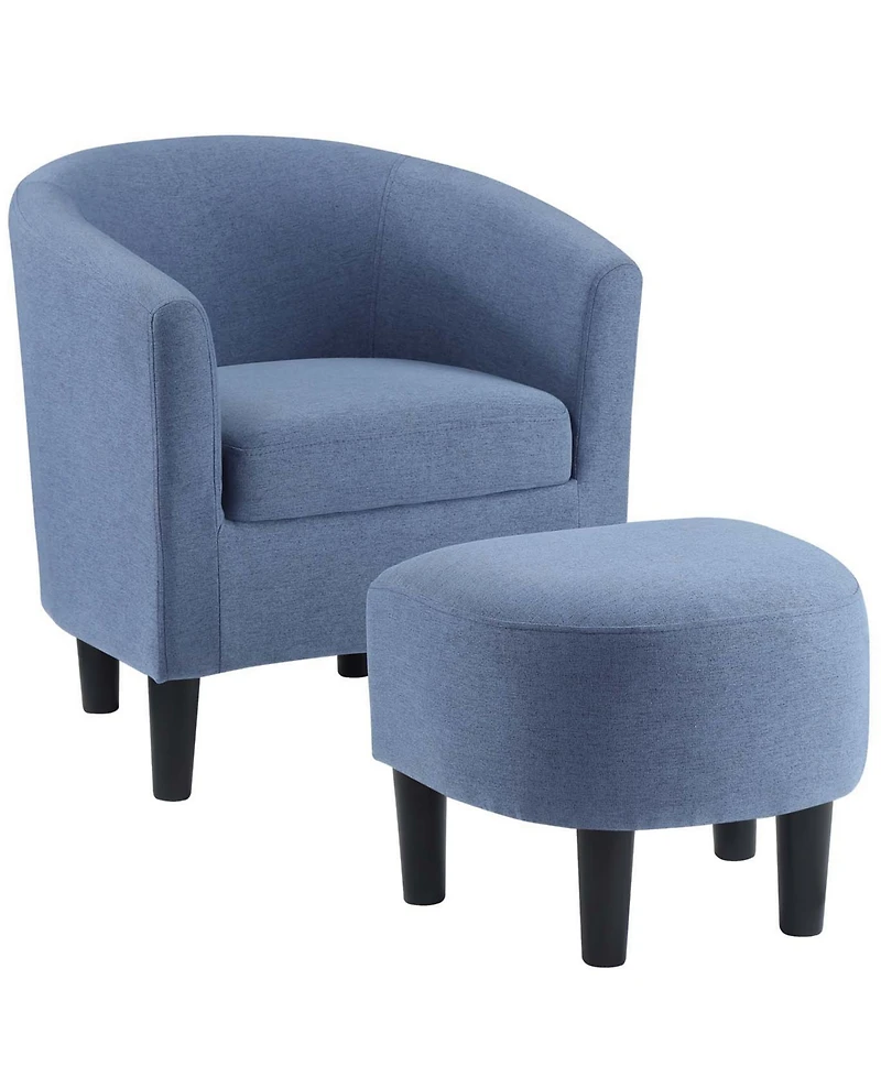 Convenience Concepts 26.25" Faux Linen Churchill Accent Chair with Ottoman