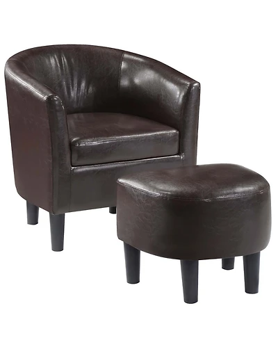 Convenience Concepts 26.25" Faux Leather Churchill Accent Chair with Ottoman