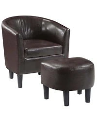 Convenience Concepts 26.25" Faux Leather Churchill Accent Chair with Ottoman