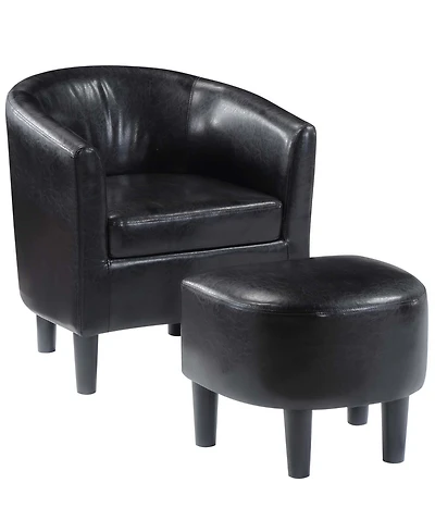Convenience Concepts 26.25" Faux Leather Churchill Accent Chair with Ottoman