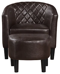 Convenience Concepts 27.75" Faux Leather Roosevelt Accent Chair with Ottoman