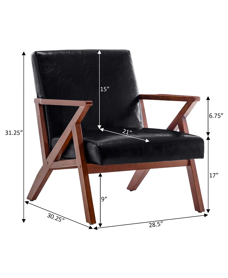 Convenience Concepts 28.5" Faux Leather Cliff Mid-Century Modern Accent Armchair