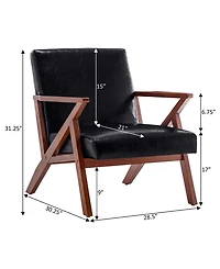 Convenience Concepts 28.5" Faux Leather Cliff Mid-Century Modern Accent Armchair