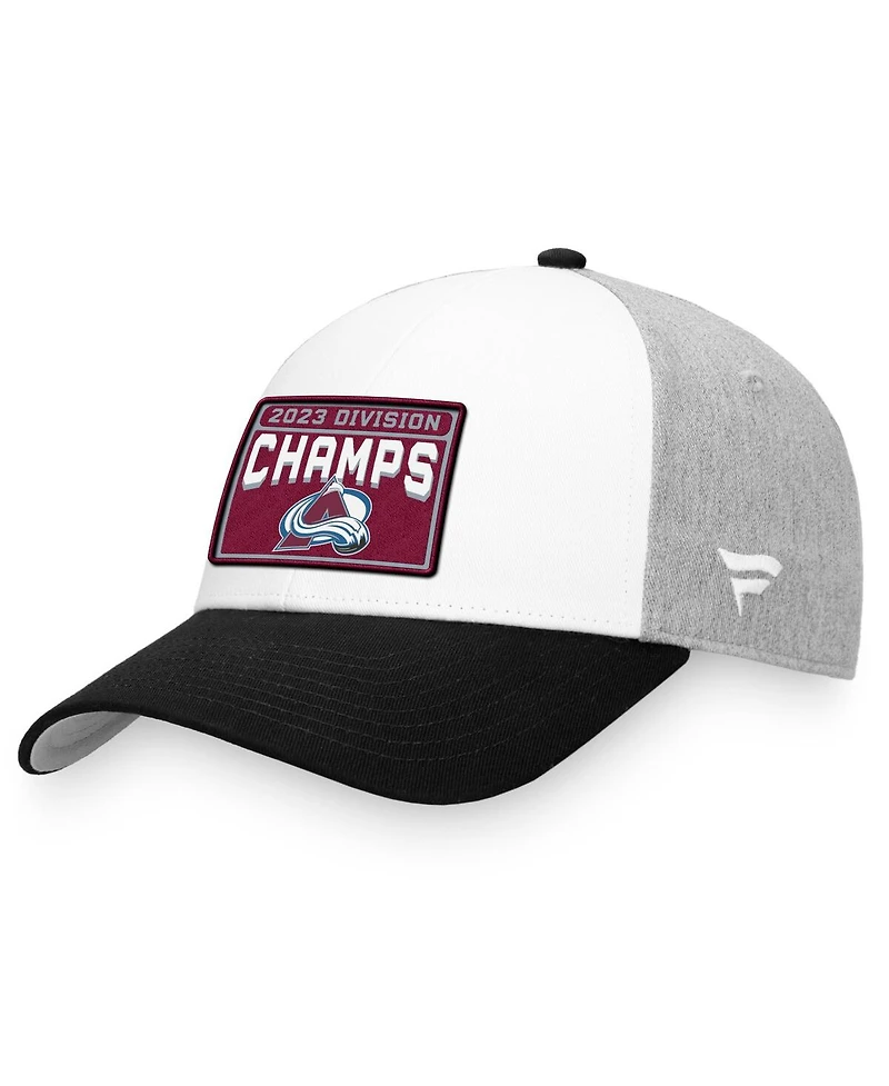 Men's Fanatics White, Black Colorado Avalanche 2023 Central Division Champions Locker Room Adjustable Hat