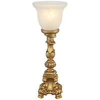 Traditional Glam Console Accent Table Lamp 18" High French Gold Uplight Alabaster Glass Shade Decor for Living Room Bedroom House Bedside Nightstand O