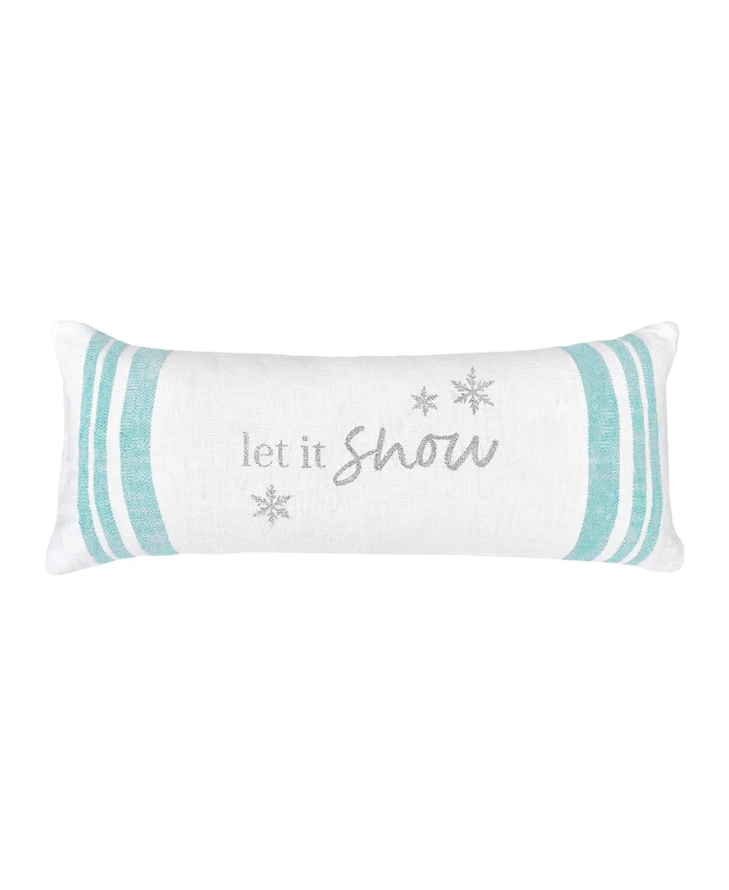 Morgan "Let It Snow" Striped Woven Christmas Accent Throw Pillow, 15" x 35"