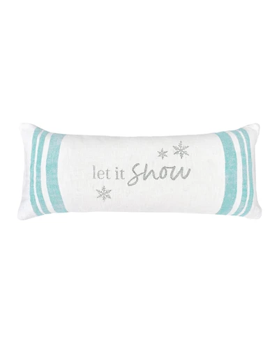 Morgan "Let It Snow" Striped Woven Christmas Accent Throw Pillow, 15" x 35"