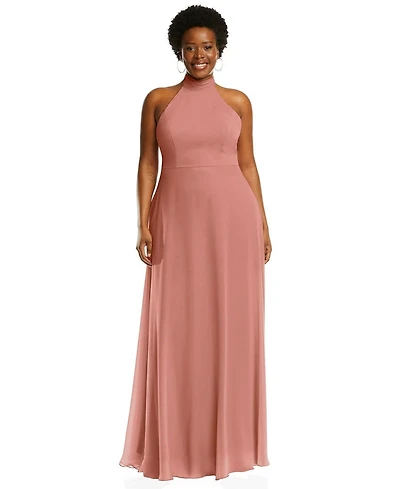 After Six Plus High Neck Halter Backless Maxi Dress