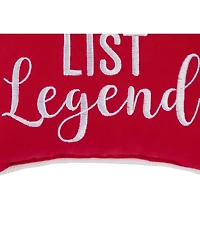 "Naughty List Legend" Small Christmas Accent Pillow, 10" x 10"