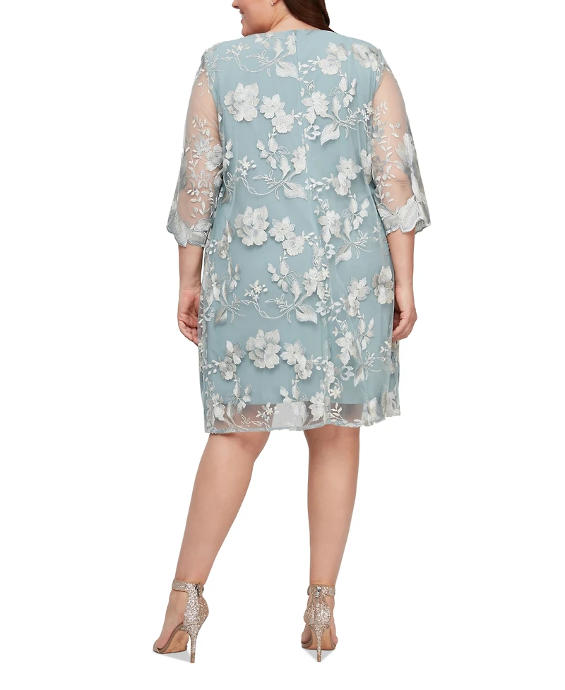 Alex Evenings Plus Embroidered Jacket Dress