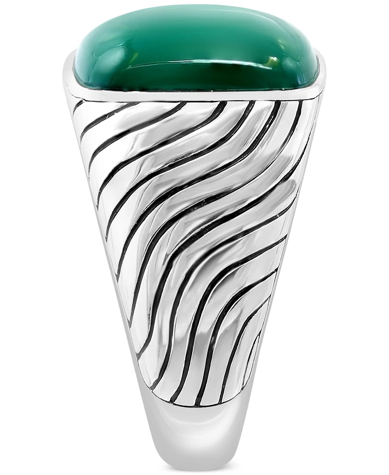Effy Men's Green Chalcedony Textured Ring in Sterling Silver