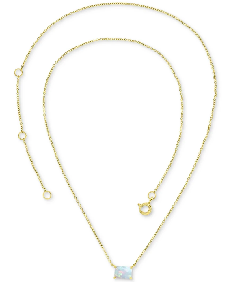 Lab-Grown Opal Rectangle Cut Solitaire 18" Pendant Necklace (1 ct. t.w.)