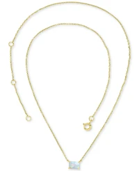 Lab-Grown Opal Rectangle Cut Solitaire 18" Pendant Necklace (1 ct. t.w.)