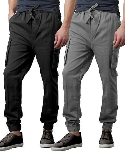Galaxy By Harvic Men's Slim Fit Stretch Cargo Jogger Pants, Pack of 2