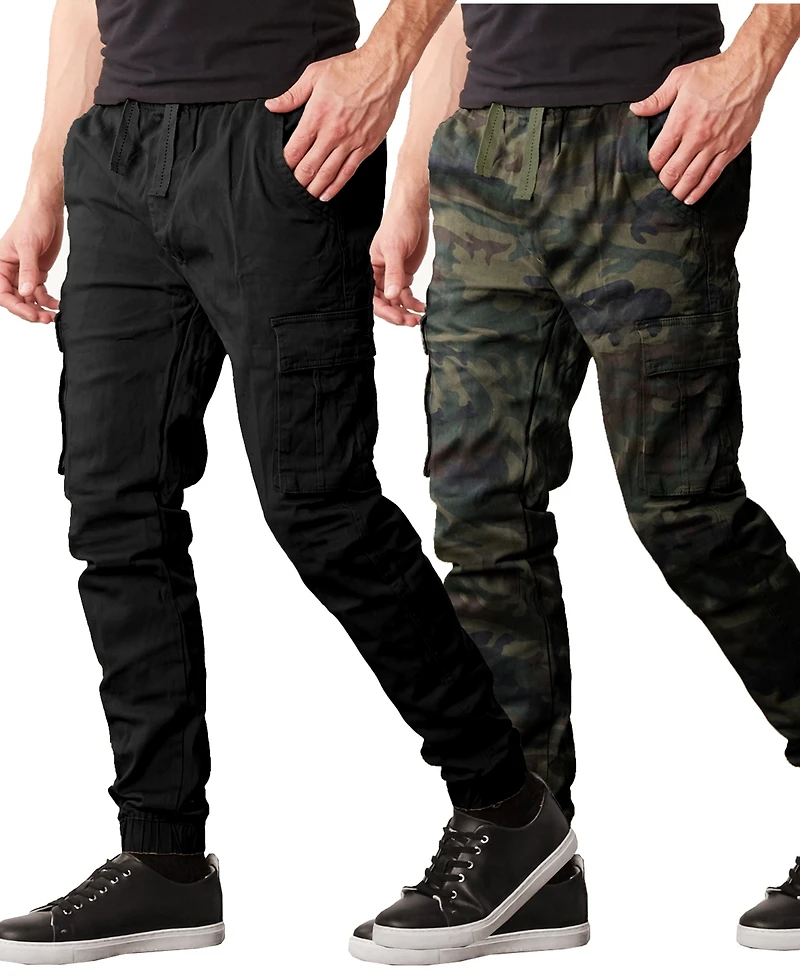 Galaxy By Harvic Men's Slim Fit Stretch Cargo Jogger Pants, Pack of 2