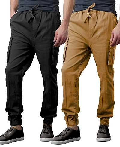 Galaxy By Harvic Men's Slim Fit Stretch Cargo Jogger Pants, Pack of 2