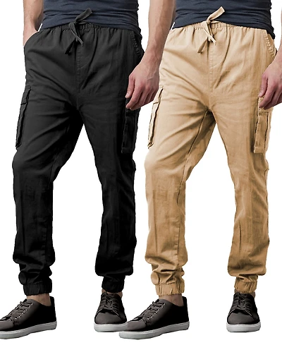 Galaxy By Harvic Men's Slim Fit Stretch Cargo Jogger Pants, Pack of 2