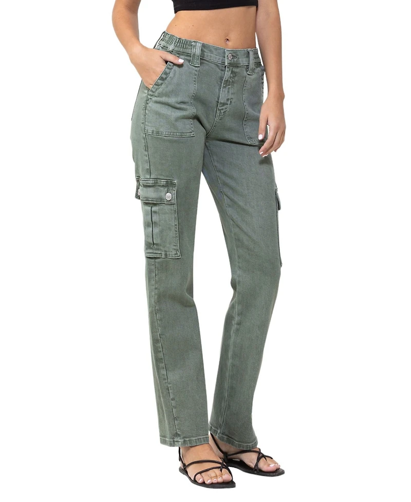 Vervet Women's High Rise Cargo Straight Jeans