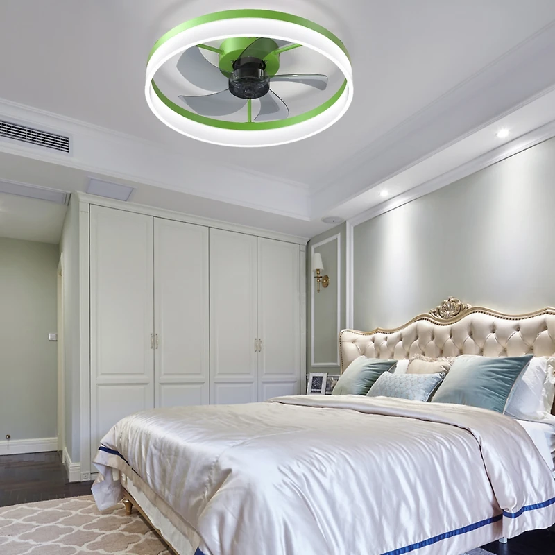 Streamdale Dimmable Led Ceiling Fans with Thin Modern Flushmount