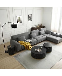 Streamdale Modern Marble Coffee Table with Gold Base