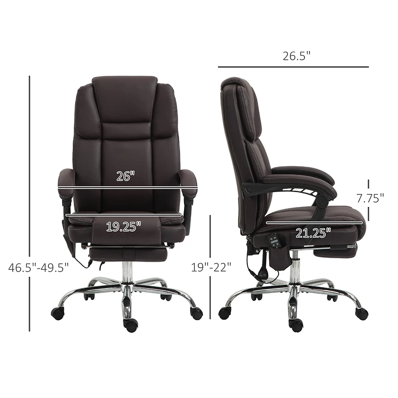 Vinsetto Massage Office Chair with Footrest, Pu Leather Desk Chair,