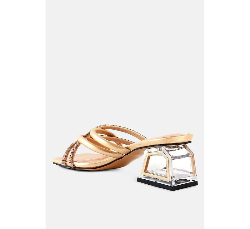 Parisian Cut Rhinestone Embellished Strap Sandals