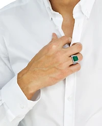 Effy Men's Green Chalcedony Textured Ring in Sterling Silver