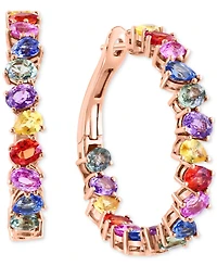 Effy Multi-Sapphire In & Out Medium Hoop Earrings (8-1/5 ct. t.w.) in 14k Gold, 1.19"