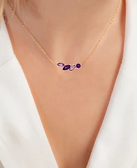 Amethyst (1/3 ct. t.w.) & Rose de France Amethyst (1/3 ct. t.w.) Mixed Cut Cluster 18" Pendant Necklace in 14k Rose Gold-Plated Sterling Silver