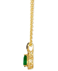 Le Vian Costa Smeralda Emeralds (1/2 ct. t.w.) & Diamond (1/5 ct. t.w.) Pear Halo 19" Pendant Necklace in 14k Gold