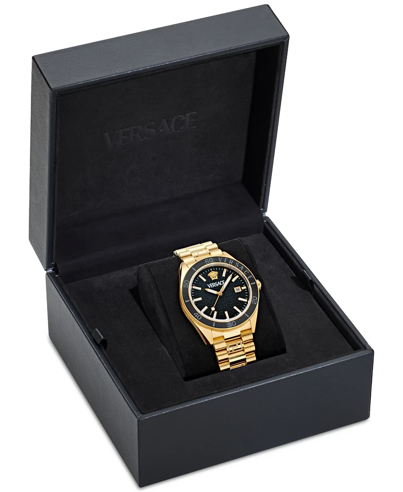 Versace Men's Swiss Gold Ion Plated Stainless Steel Bracelet Watch 42mm