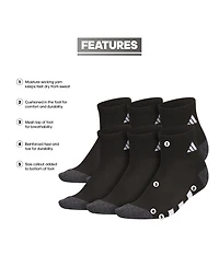 adidas Boys Youth Athletic Cushioned Quarter Socks, Pack of 6