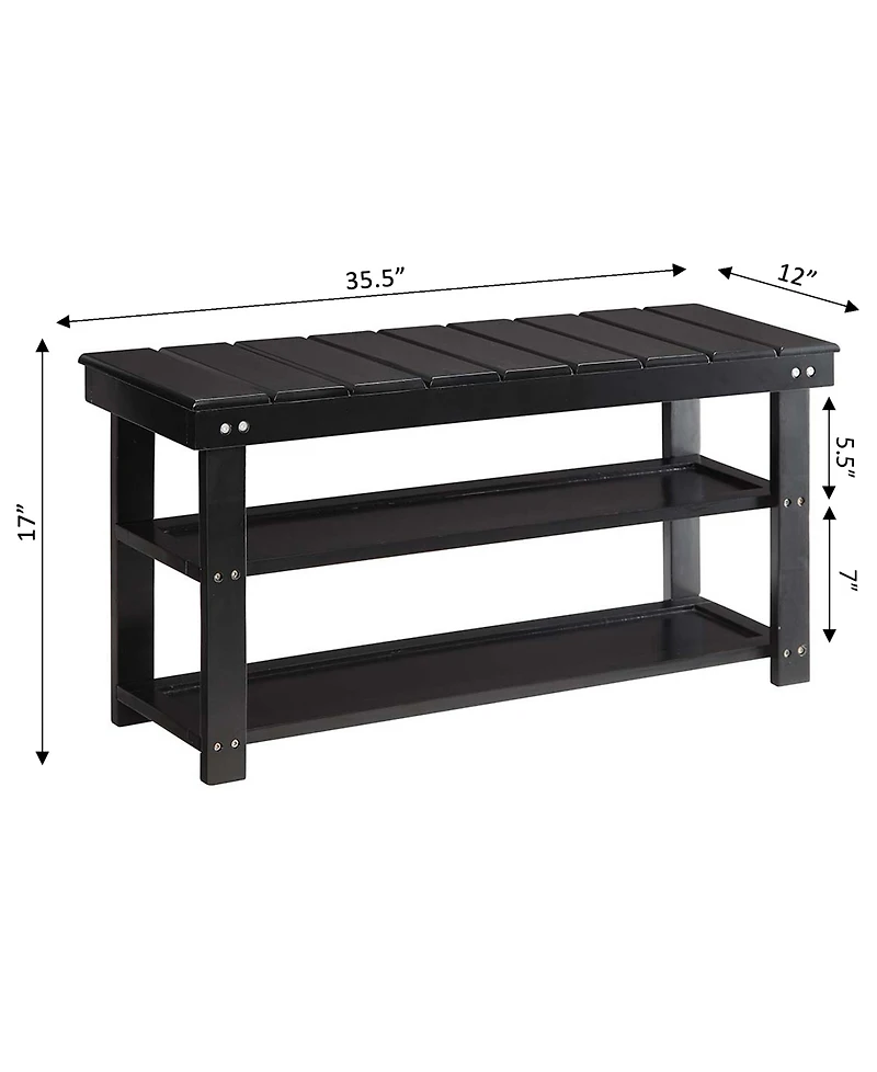 Convenience Concepts 35.5" Mdf Oxford Utility Mudroom Bench with Shelves