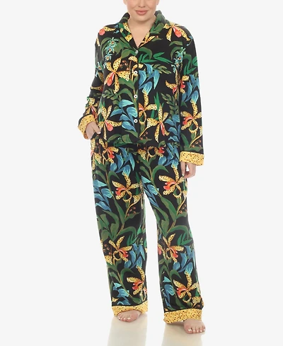 White Mark Plus 2 Pc. Wildflower Print Pajama Set