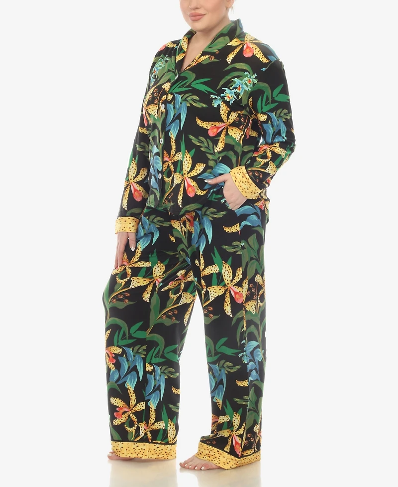 White Mark Plus 2 Pc. Wildflower Print Pajama Set