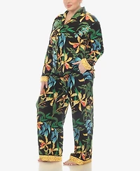White Mark Plus 2 Pc. Wildflower Print Pajama Set