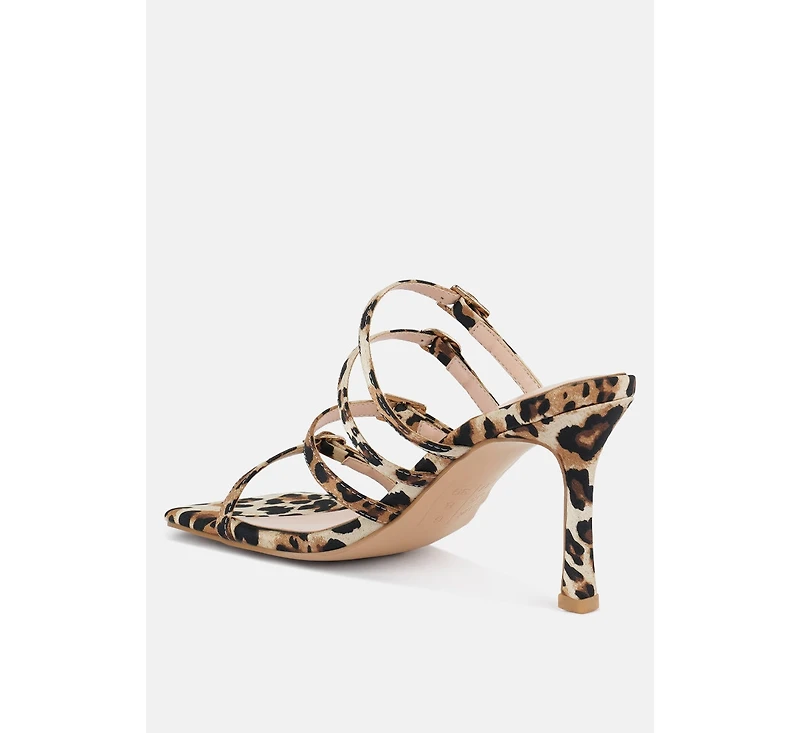 Womens Times Up Diamante Buckle Mid Heel Sandals