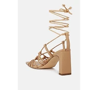 strings attach lace up italian block heel sandals