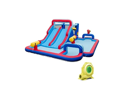 Inolait Inflatable Bounce House with 2 Water Slides and 3 Water Cannons with 950W Blower