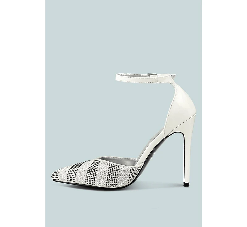 Nobles Womens Rhinestone Patterned Stiletto Sandals