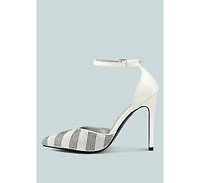 Nobles Womens Rhinestone Patterned Stiletto Sandals