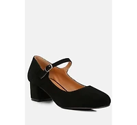 Dallin Womens Suede Block Heel sandal Mary Janes
