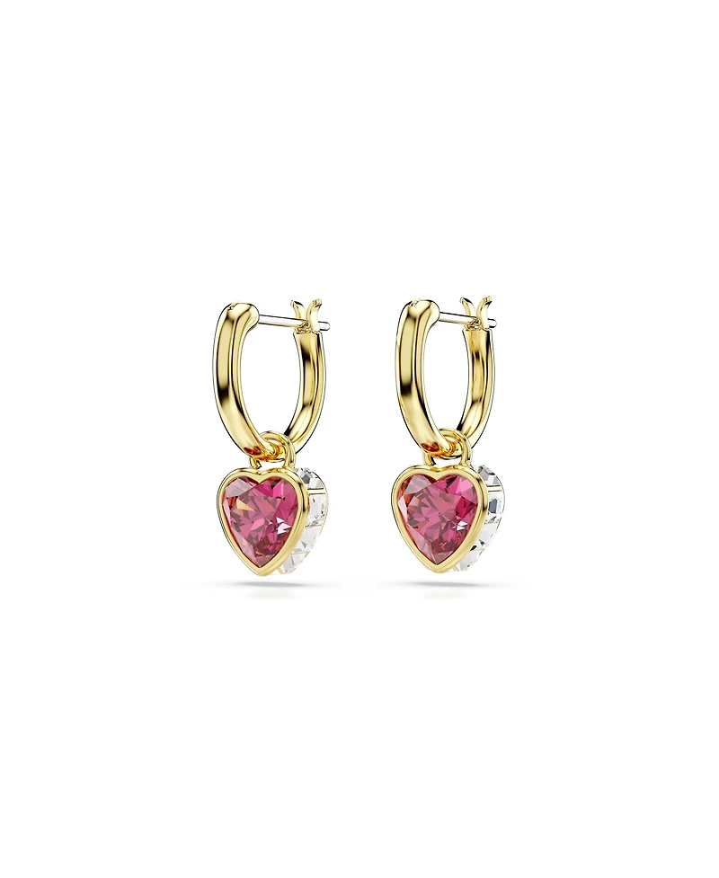 Swarovski Chroma Drop Earrings, Heart, Red, Gold-Tone Plated