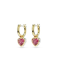 Swarovski Chroma Drop Earrings, Heart, Red, Gold-Tone Plated