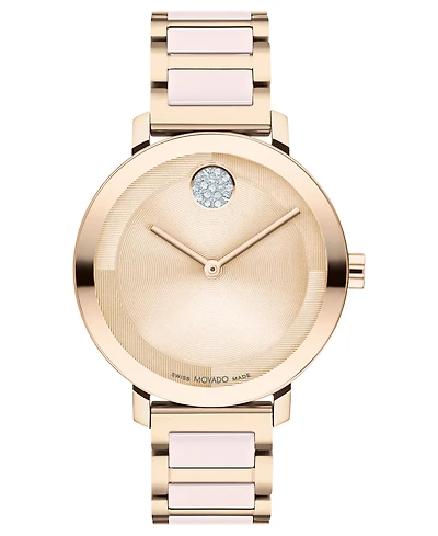 Movado Women's Swiss Bold Evolution 2.0 Blush Ceramic & Carnation Ion Plated Steel Bracelet Watch 34mm