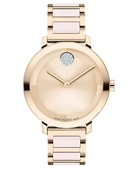 Movado Women's Swiss Bold Evolution 2.0 Blush Ceramic & Carnation Ion Plated Steel Bracelet Watch 34mm