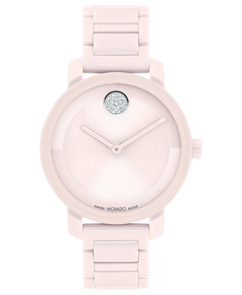 Movado Women's Swiss Bold Evolution 2.0 Blush Ceramic Bracelet Watch 34mm