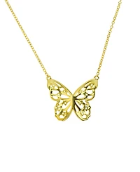 Swiss Blue Topaz Openwork Butterfly 18" Pendant Necklace (1/2 ct. t.w.) in 14k Gold-Plated Sterling Silver