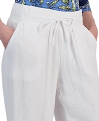 Jm Collection Women's Gauze Cropped Pull-On Pants, Created for Macy's