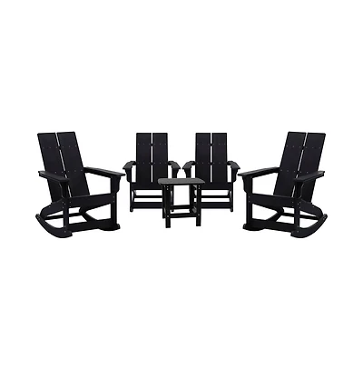 Wellington 3 Piece Patio Furniture Set Includes All-Weather Uv Treated Adirondack Rocking Chairs And Side Table